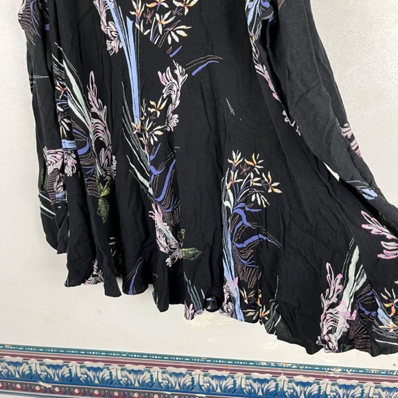 Free People Clear Skies Tunic Top Mini Dress Cold Shoulder Floral Small Black - Picture 6 of 12
